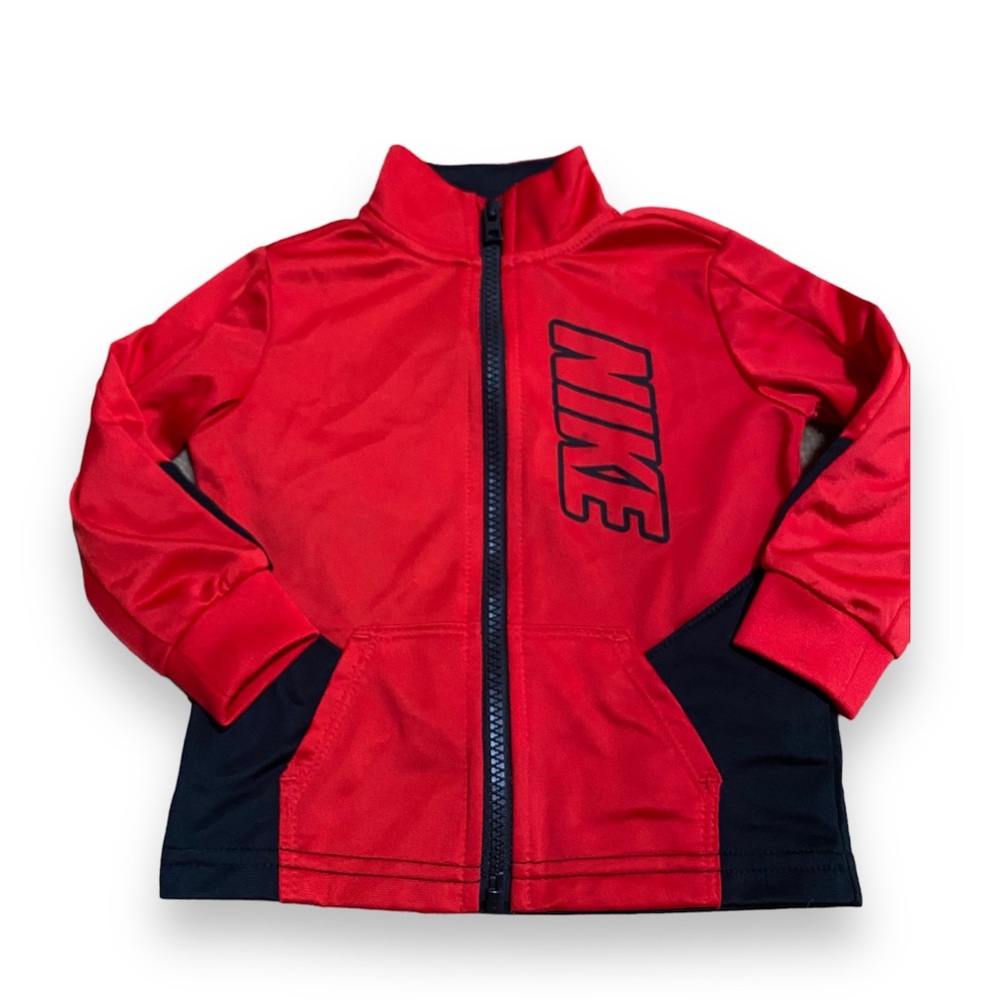 NIKE Baby Toddler Activewear Red Jacket Zipper Pocket Faux Kids Jackets Size 18M